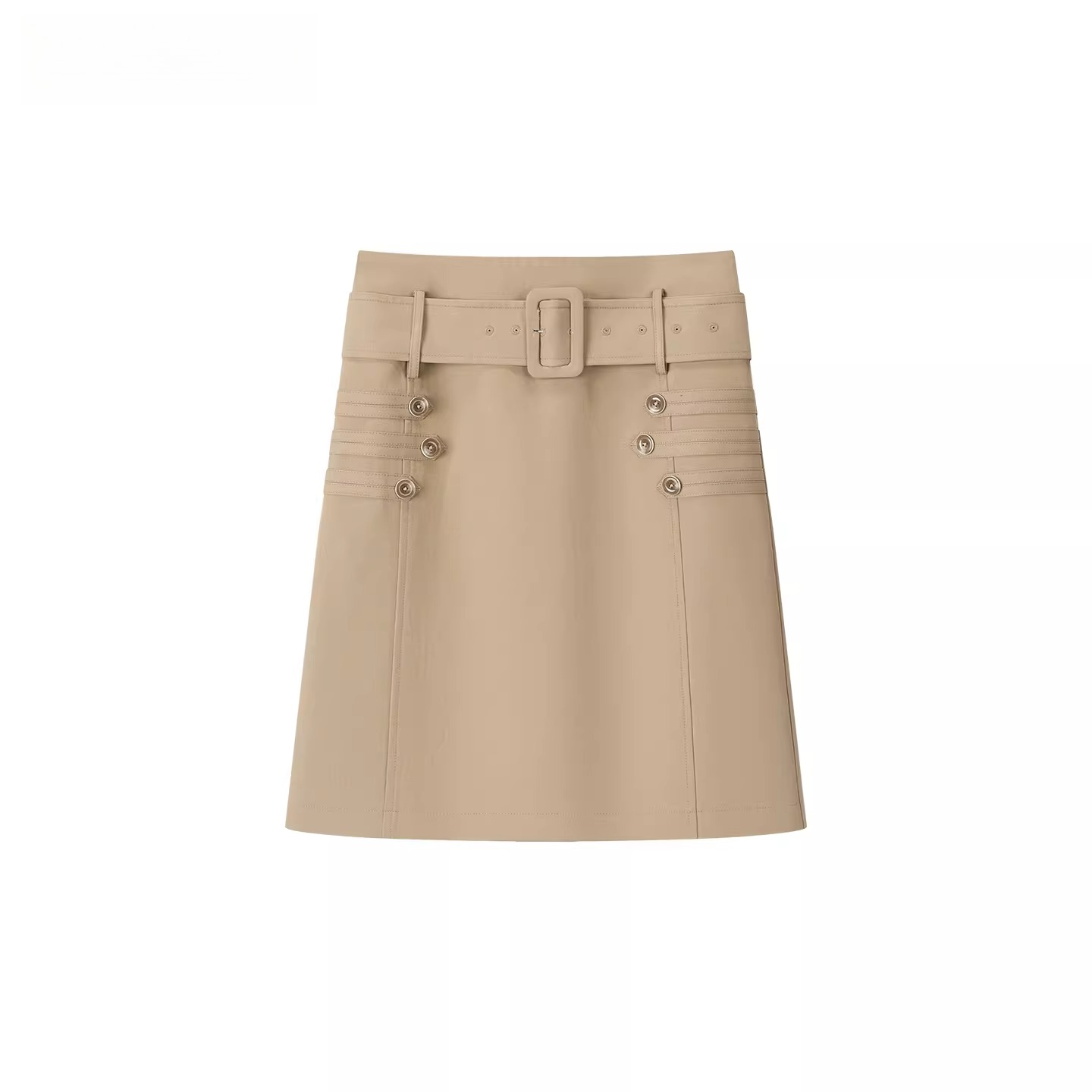 Belted A-Line Midi Skirt