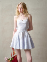 Natural Cotton Embroidered Little Blue Dress - CHINASQUAD