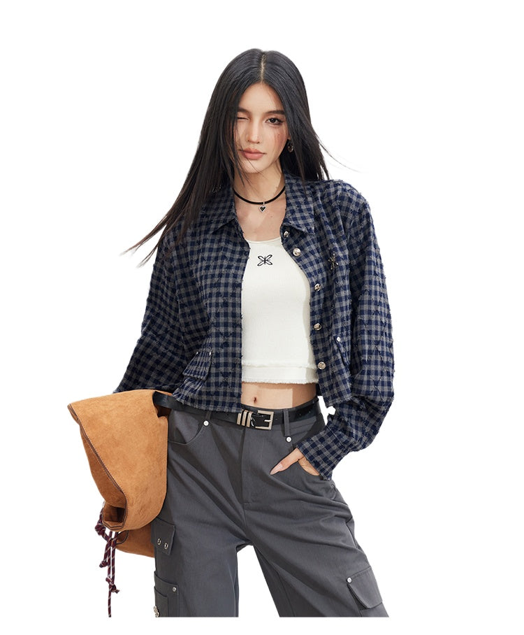 Frayed Argyle Plaid Shirt