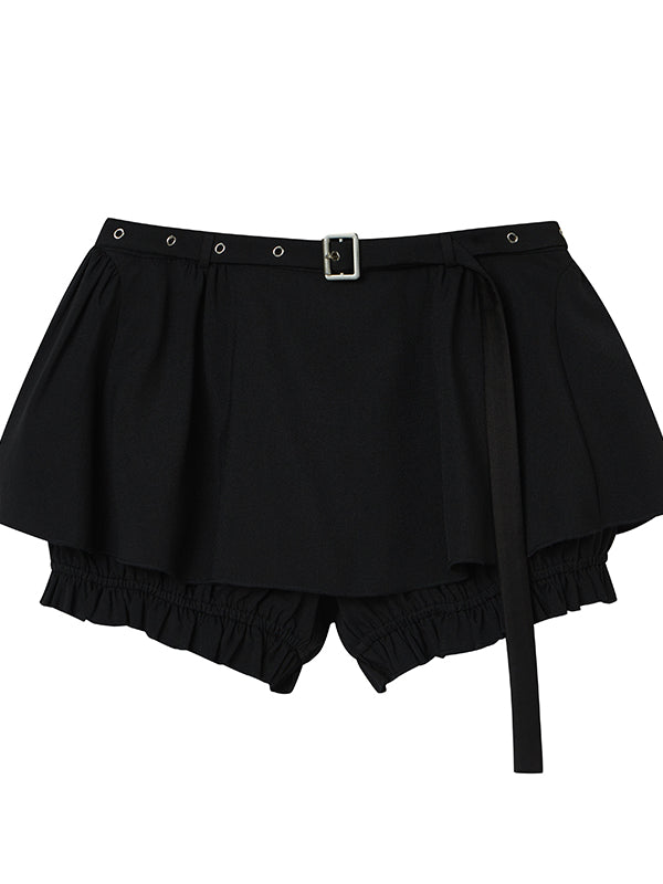 Belted Mini Pumpkin Skirt Shorts