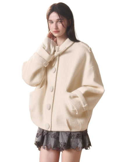Fluffy Snow Wool Twill Cut Jacket