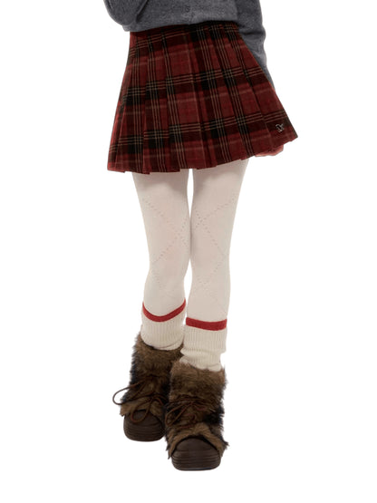 Vintage Red Plaid Wool-Blend Mini Skirt
