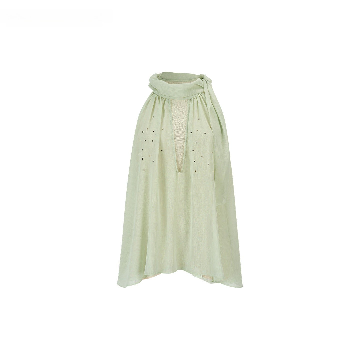 Embellished Sleeveless Chiffon Lace Top