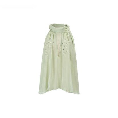 Embellished Sleeveless Chiffon Lace Top