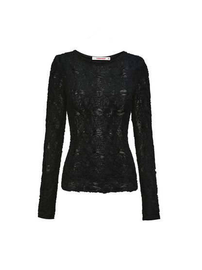 Hollow-out Sheer Knitted Top