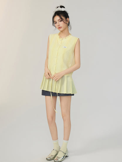 Lace-Up Waist Blouse