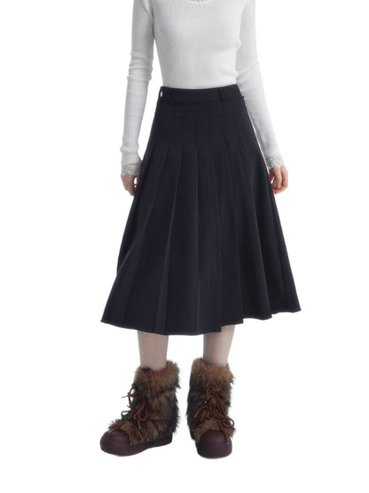 Creative Frayed Waist Pleated Long Skirt