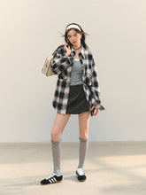 Pearl-Trimmed Polo-Neck Checkered Shirt - CHINASQUAD