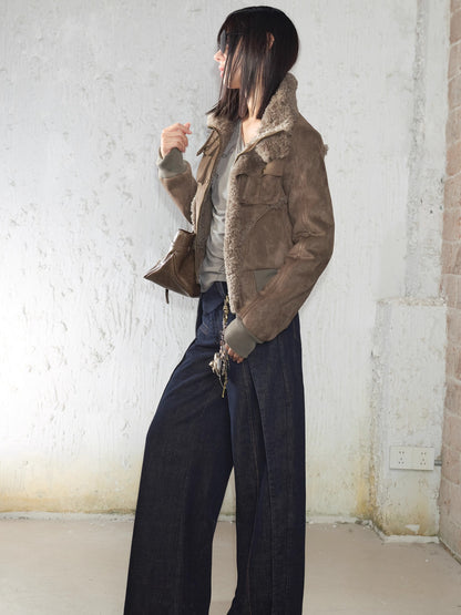 Rhinestone Frayed-Edge Knit T-Shirt