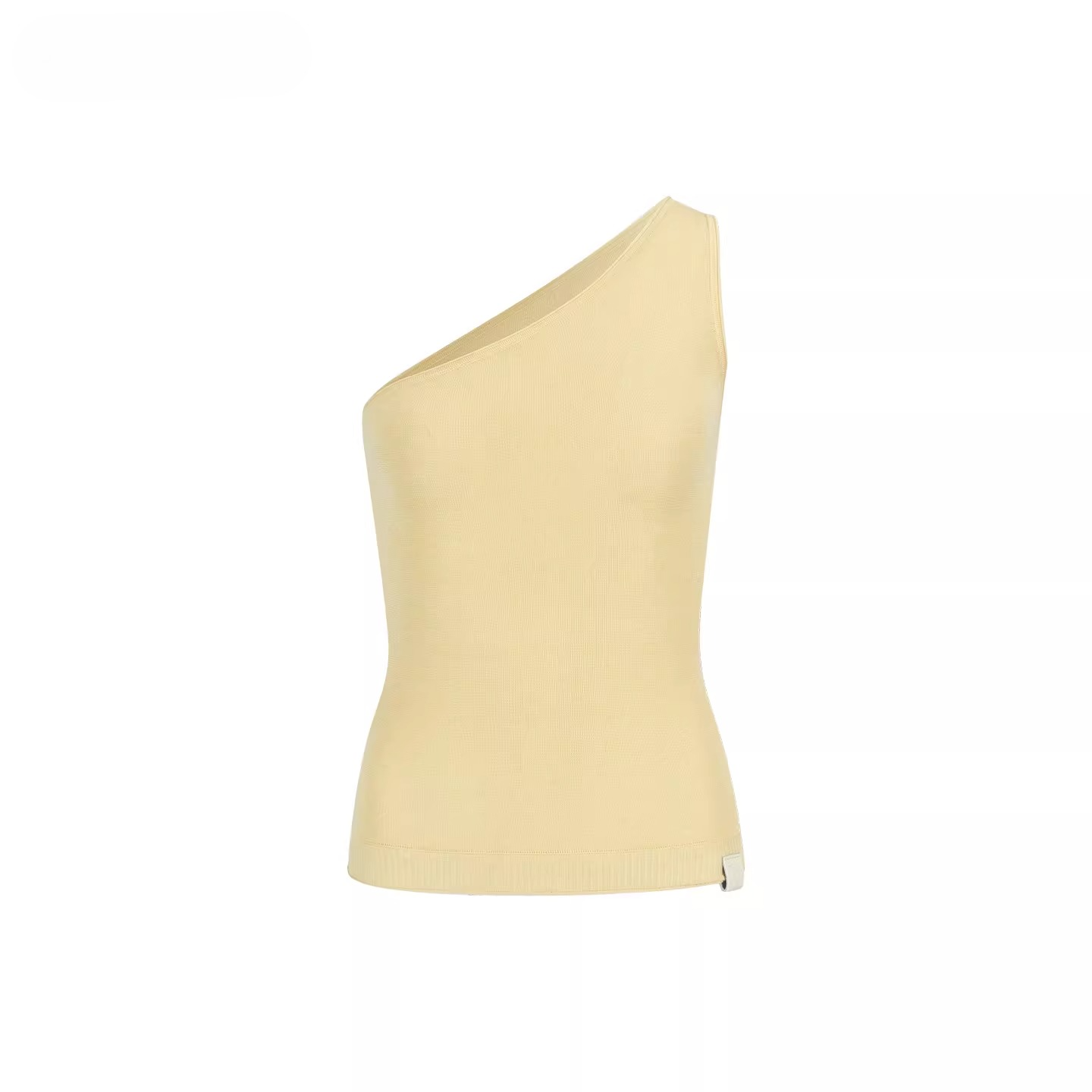 Asymmetric One-Shoulder Lyocell Blend Knit Tank Top