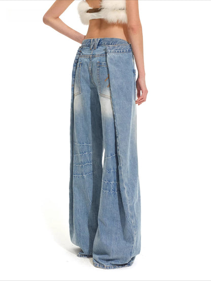 Low-Rise Wide-Leg Denim Pants