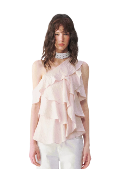 Layered Ruffle One-Shoulder Blouse