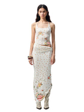 Floral All-Over Printed Big Round Neck Knotted Tank Top - CHINASQUAD