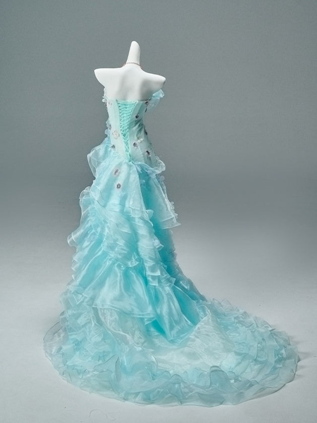 Azure “Bluefin Princess” Cascading Organza Couture Gown