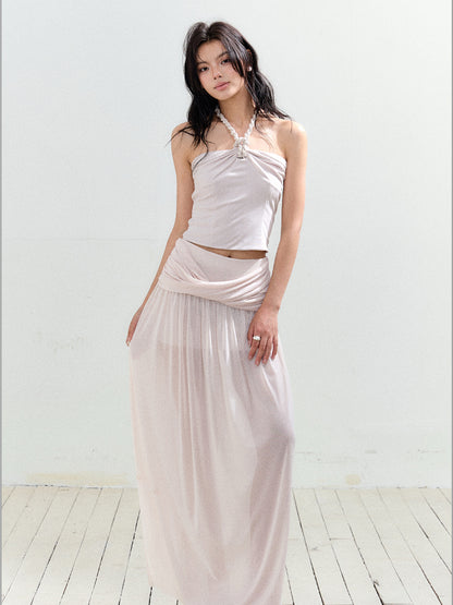 Twist Tie Halter Crop Top &amp; Skirt Set - CHINASQUAD