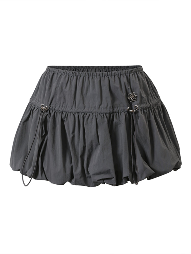 Drawstring Elastic Waist Puff Skirt