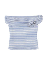 Striped Off - Shoulder Rose T - shirt - CHINASQUAD