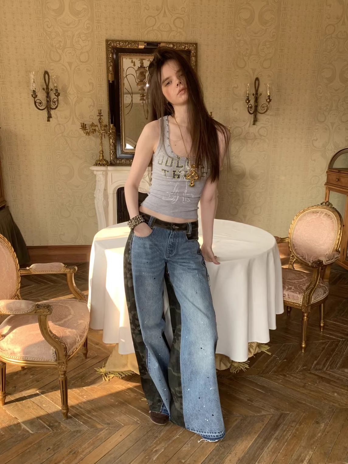 Vintage Graphic U-Neck Ribbed Tank