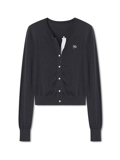 Rosemary Wool Spliced Knit Cardigan - CHINASQUAD