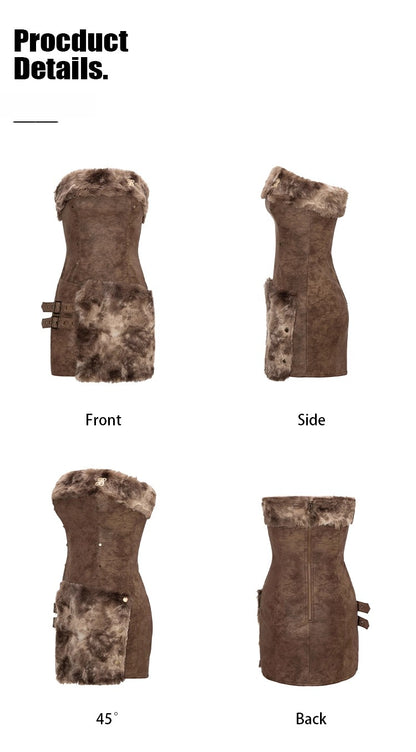 Faux Fur Panel Bodycon Mini Dress