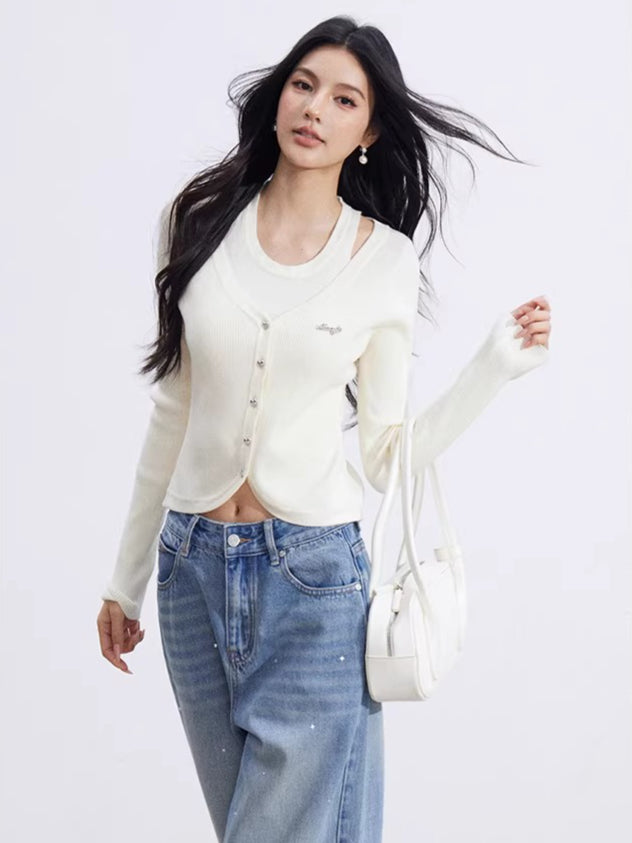 Cut-Out Layered Knit Base Layer