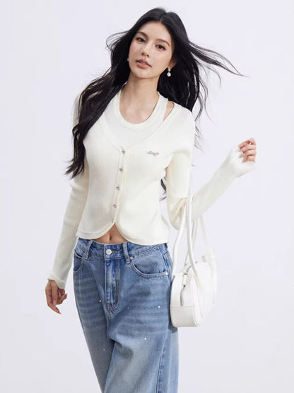 Cut-Out Layered Knit Base Layer