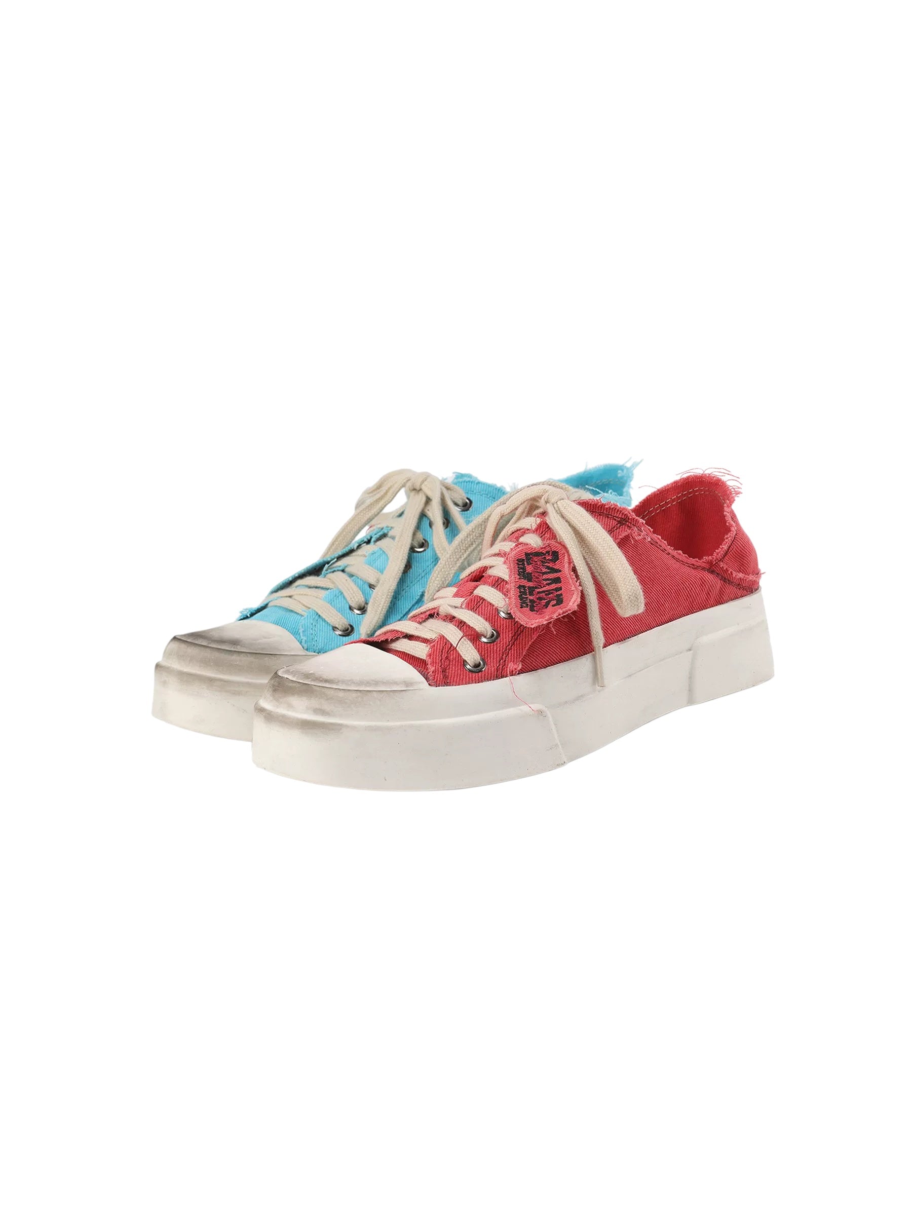 Distressed Platform Backless Canvas Sneakers