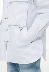 Striped Cotton-Padded Long Sleeve Shirt - CHINASQUAD