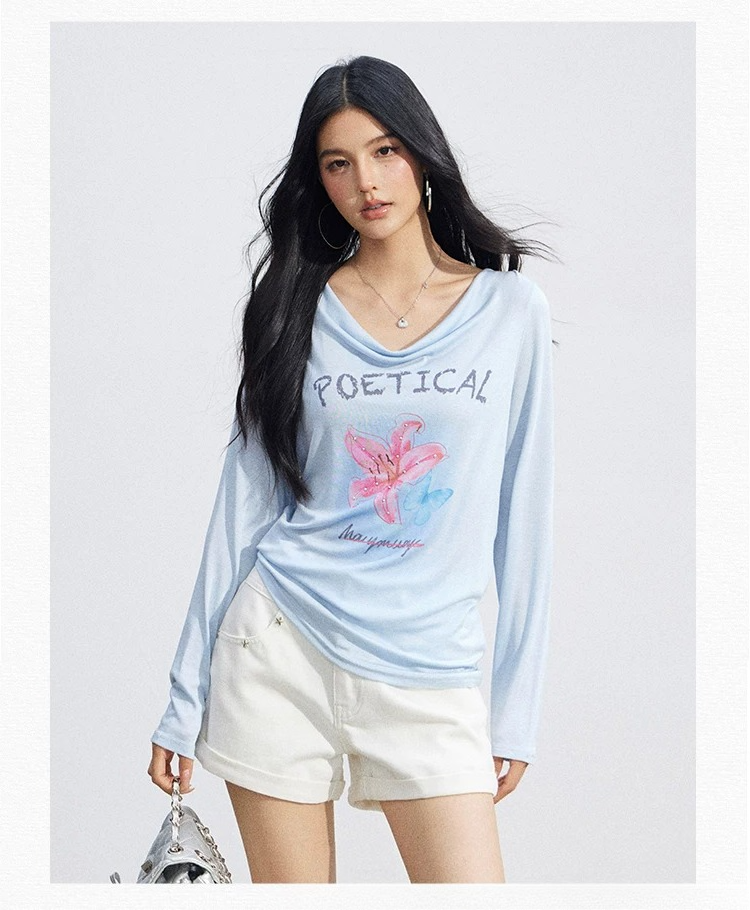 Soft Drape Floral Sun Protection Long Sleeve Top