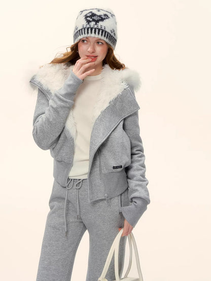 Vintage Hooded Sweatshirt &amp; Flared Sweatpants Set