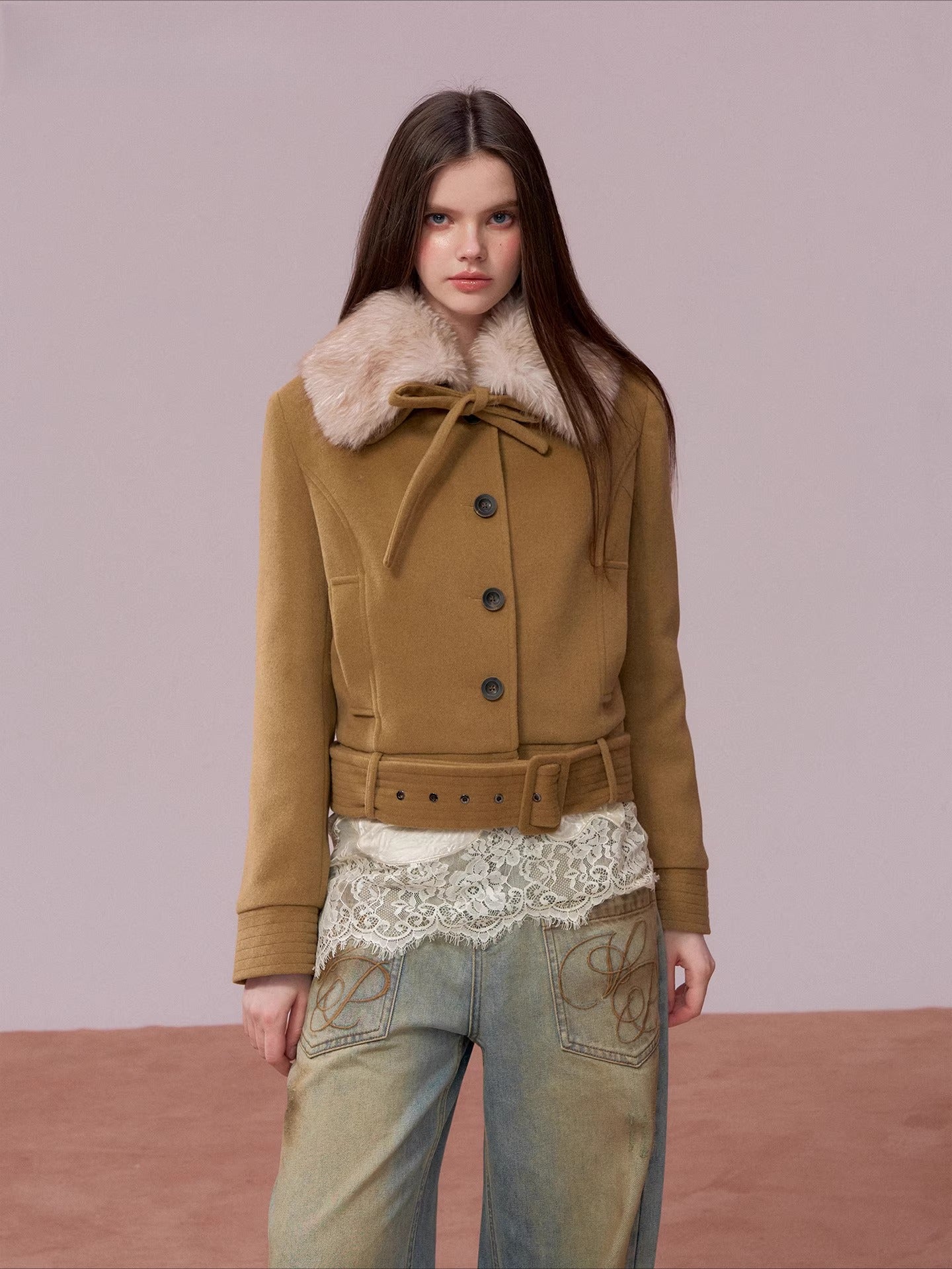 Plush-Collar Quilted Cotton Jacket