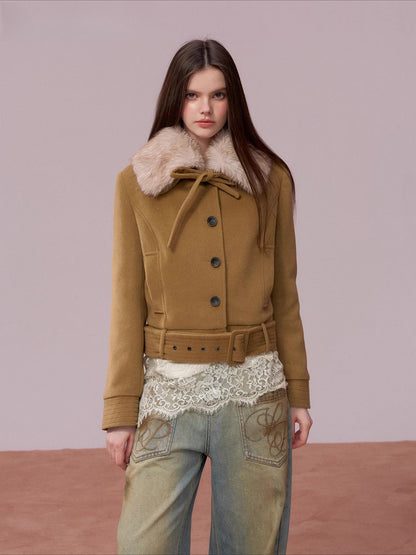Plush-Collar Quilted Cotton Jacket