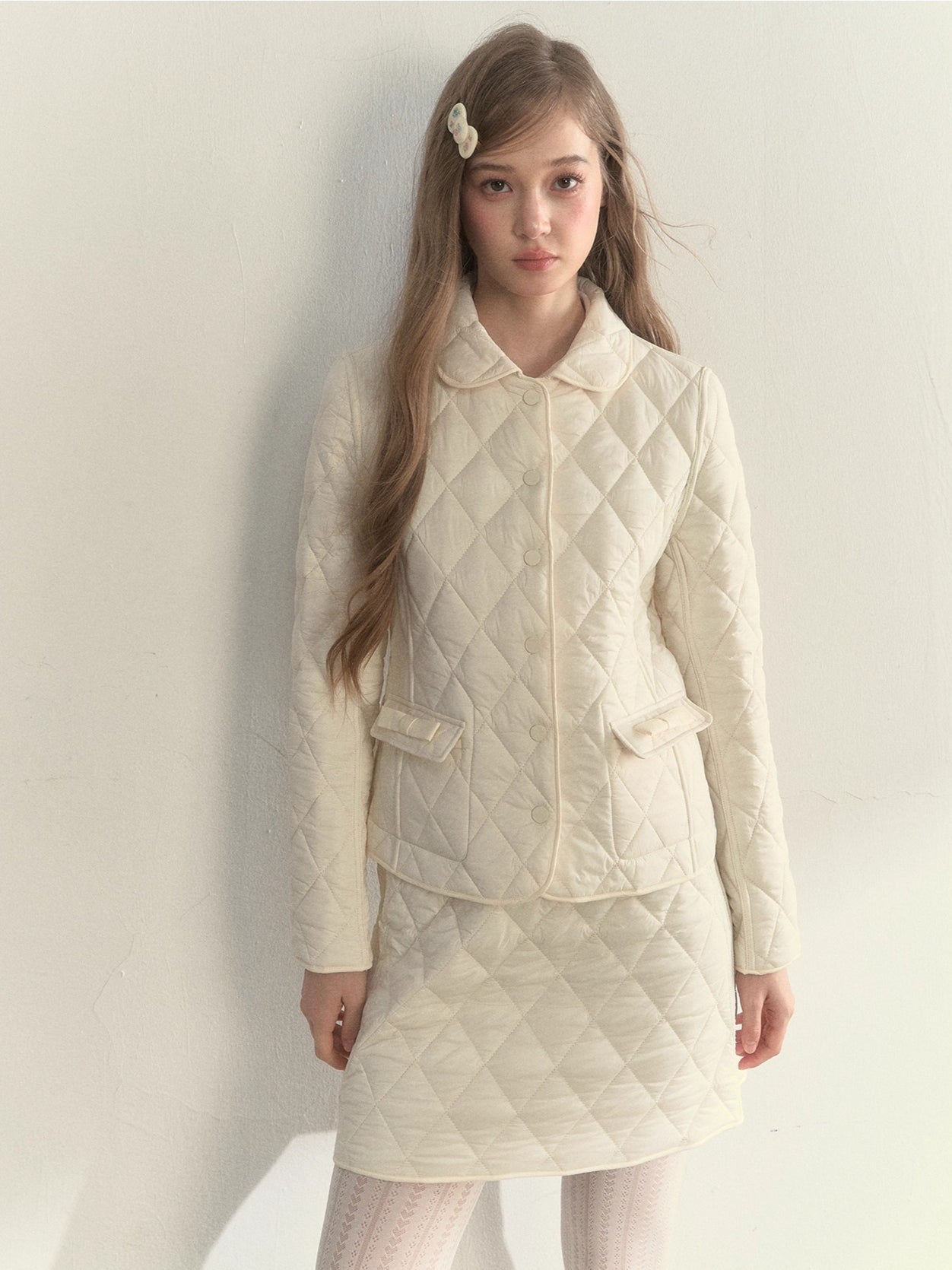 Reversible Quilted Doll Collar Jacket &amp; Skirt Set