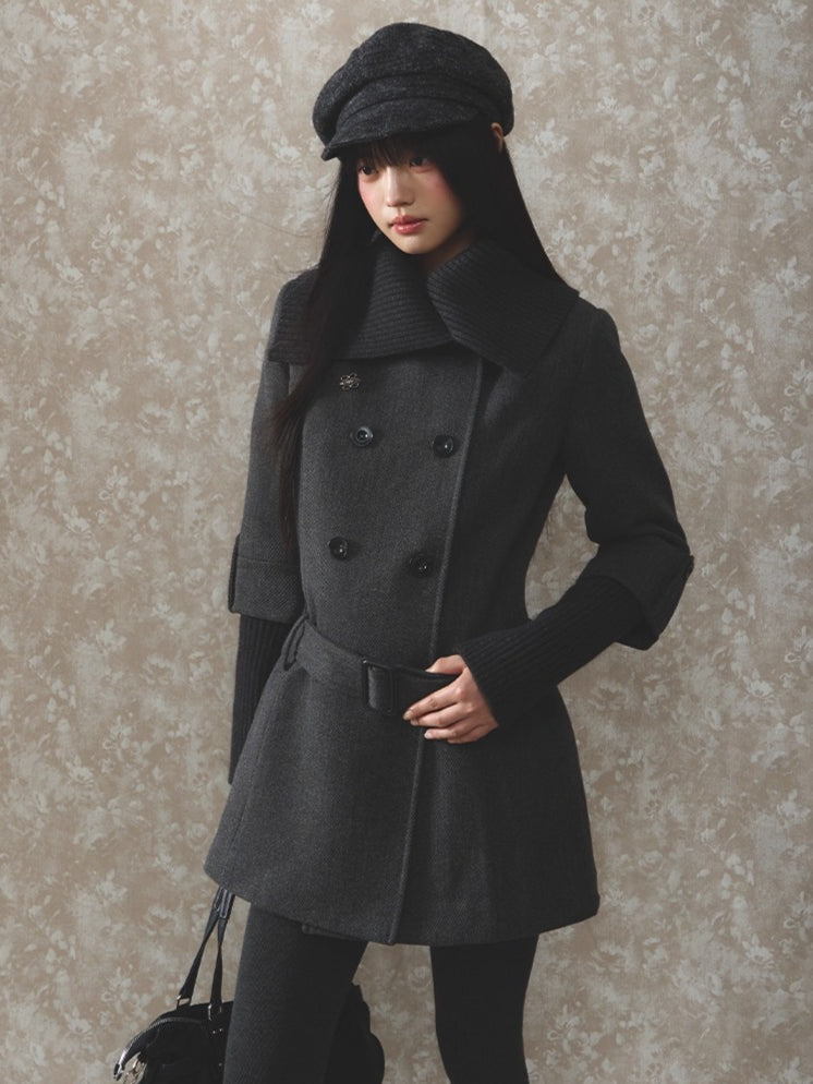 Grey Tailored Wool-Blend Long Dress