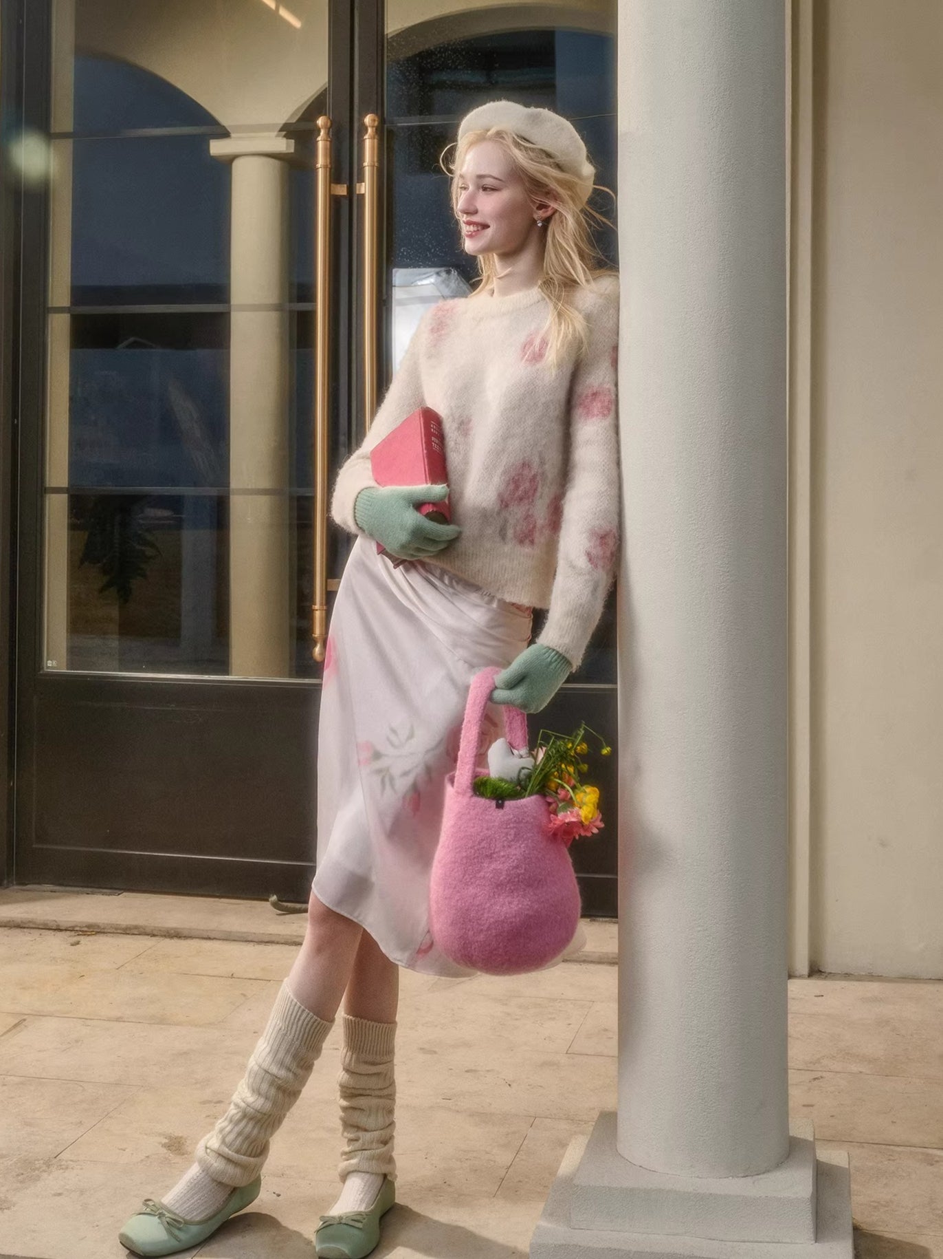 Wool-Blend Knit Top &amp; Skirt Set