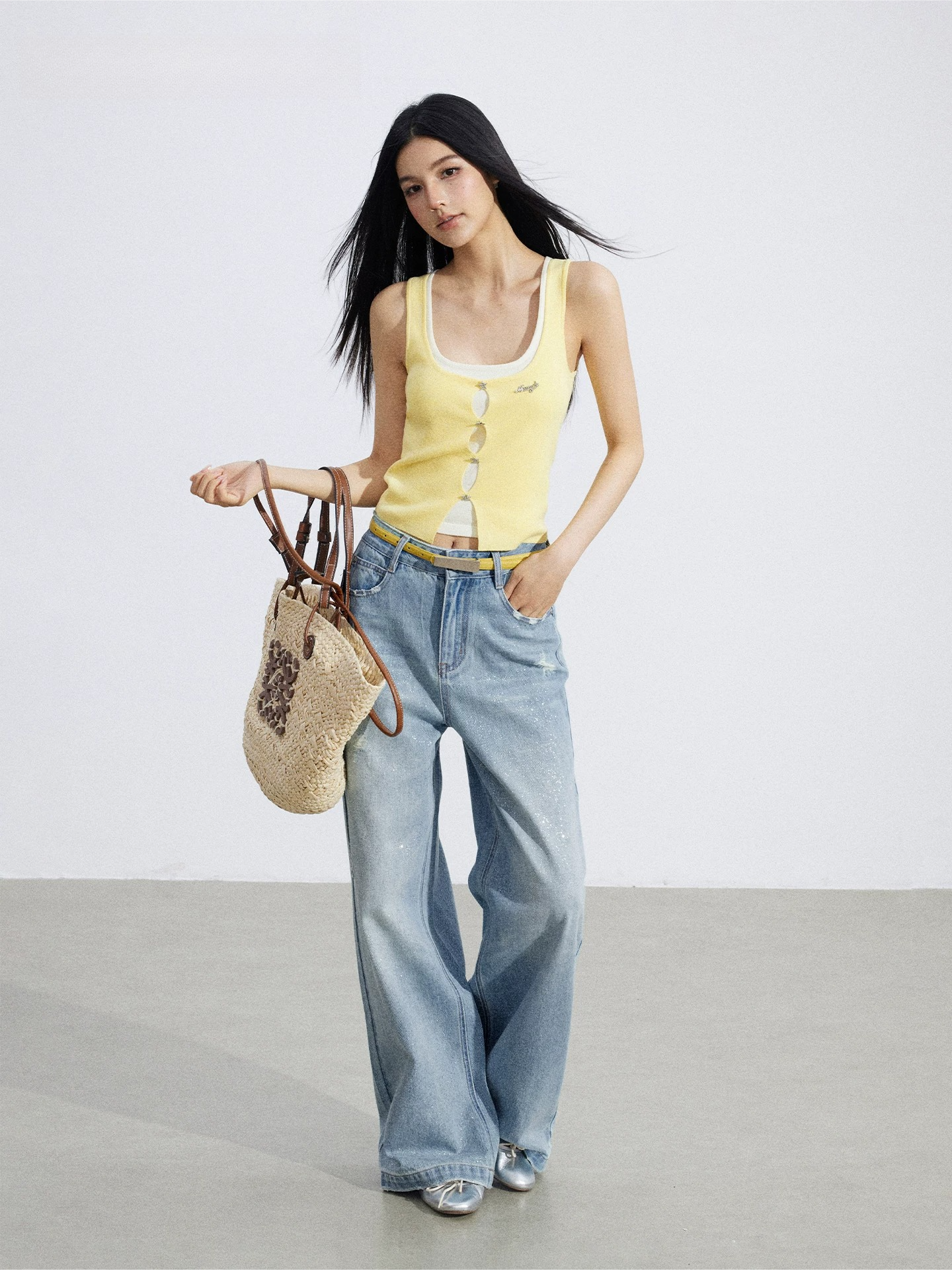 Layered Illusion Knit U-Neck Tank Top