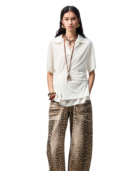 Oversized Fake Two-piece Polo Shirt