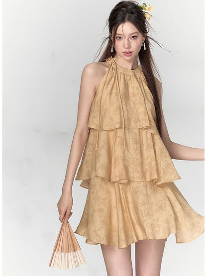 Dark Pattern Floral Loose Tiered Dress - CHINASQUAD