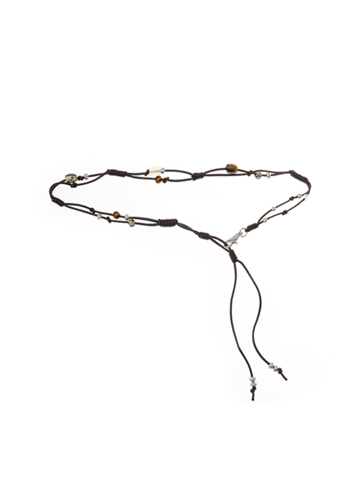 Hand-Woven Metal Flowers and Natural Stones Waist Chain - CHINASQUAD