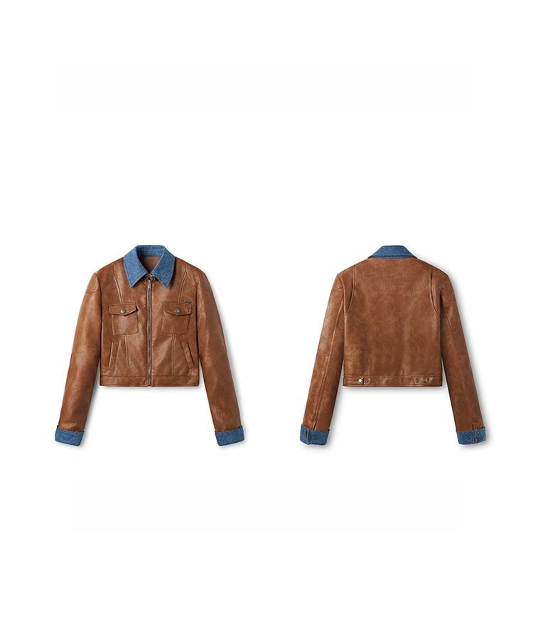 &quot;Rose Series&quot; Faux Shearling PU Leather Jacket
