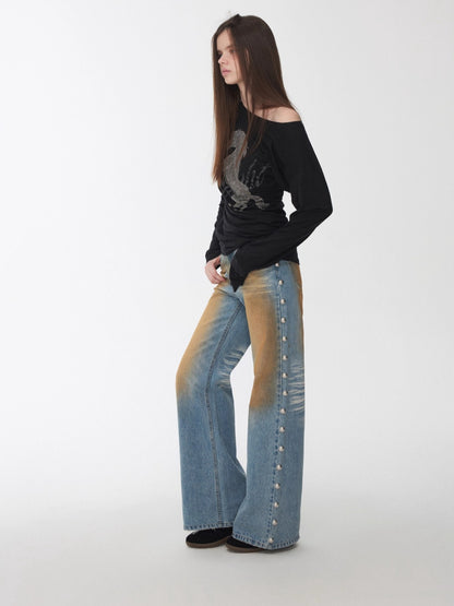 Riveted Vintage Washed Straight-Leg Jeans