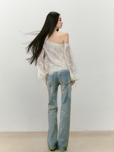 Irregular Slant Shoulder Lantern Sleeve T-shirt - CHINASQUAD