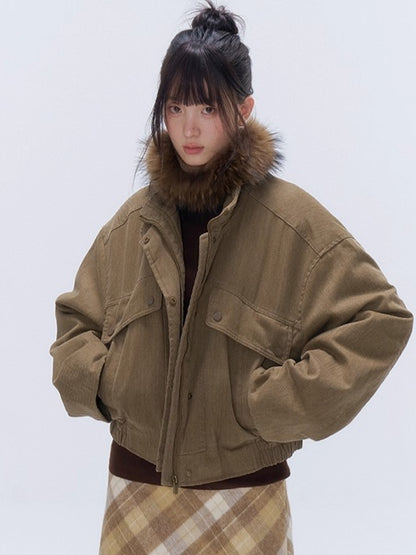 Vintage Washed Cotton Padded Workwear Jacket