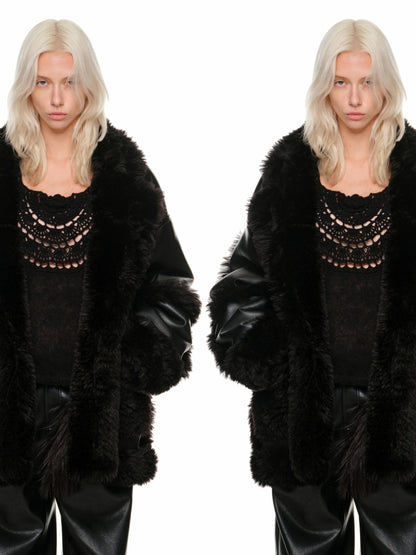 Black &amp; White Reversible Shearling Coat