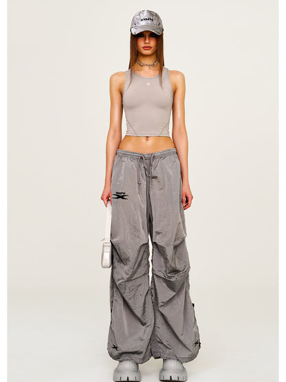 Embroidered Ultra-Light Wide-Leg Workout Pants - CHINASQUAD
