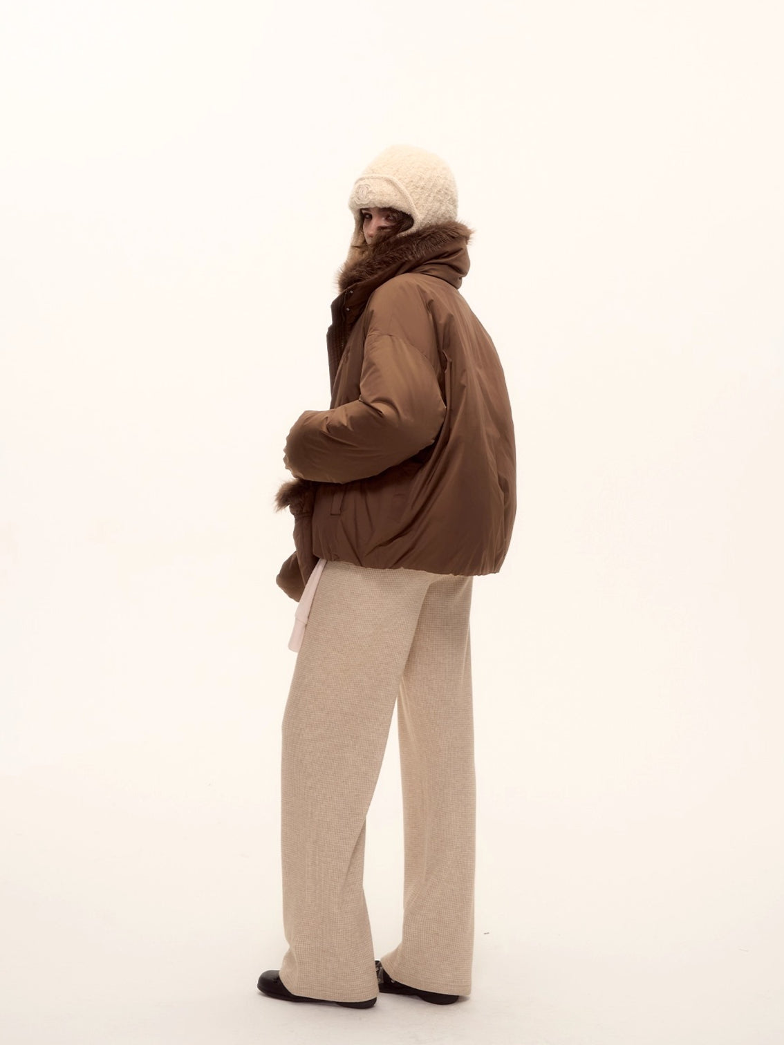 Fur-Collar Short Down Puffer Jacket