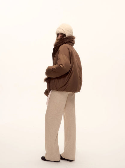 Fur-Collar Short Down Puffer Jacket