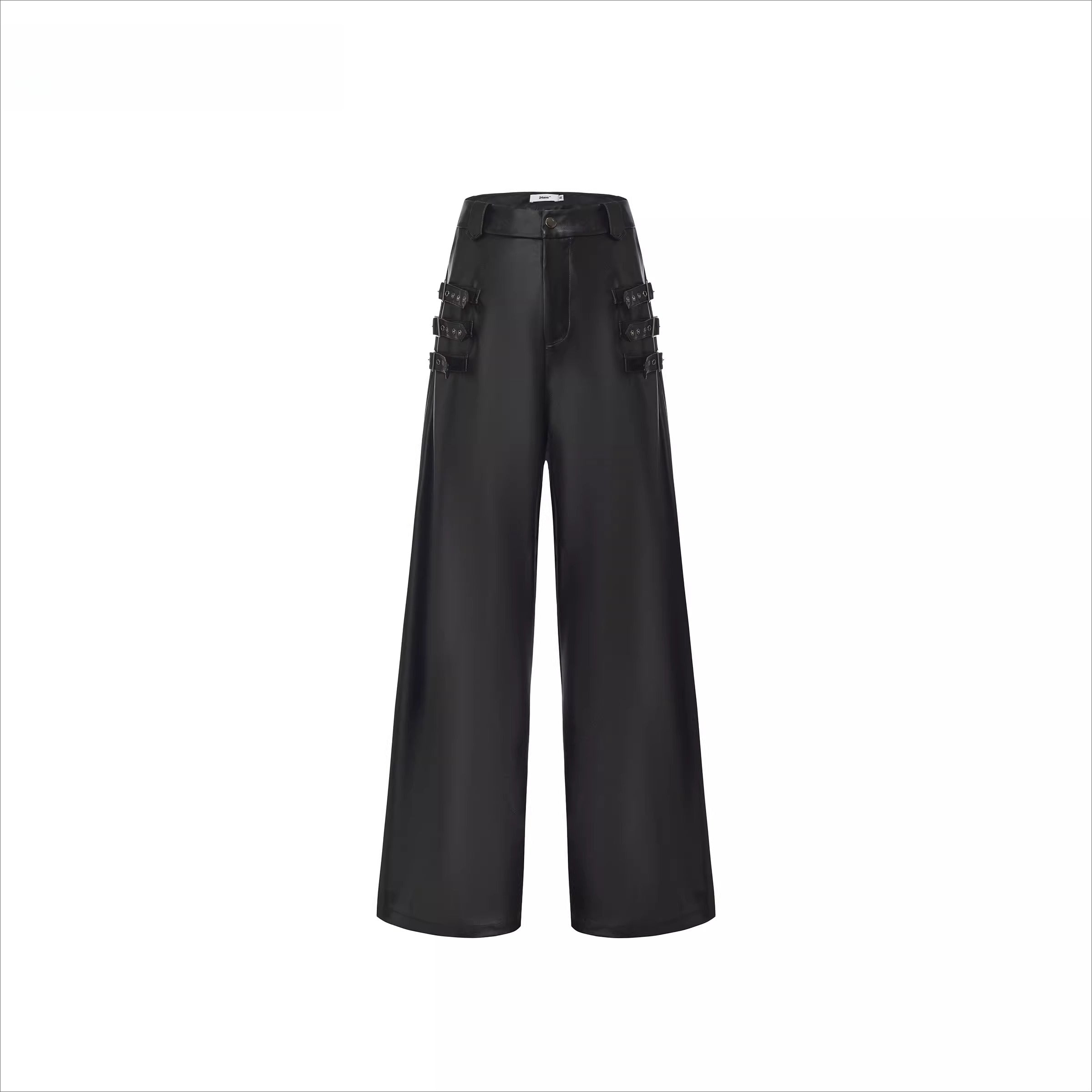 Classic Wide-Leg Faux Leather Pants