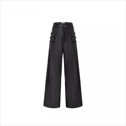 Classic Wide-Leg Faux Leather Pants