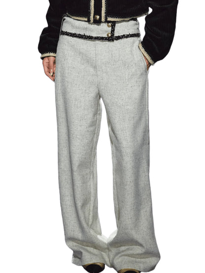 High-Waisted Tailored Wide-Leg Suit Pants